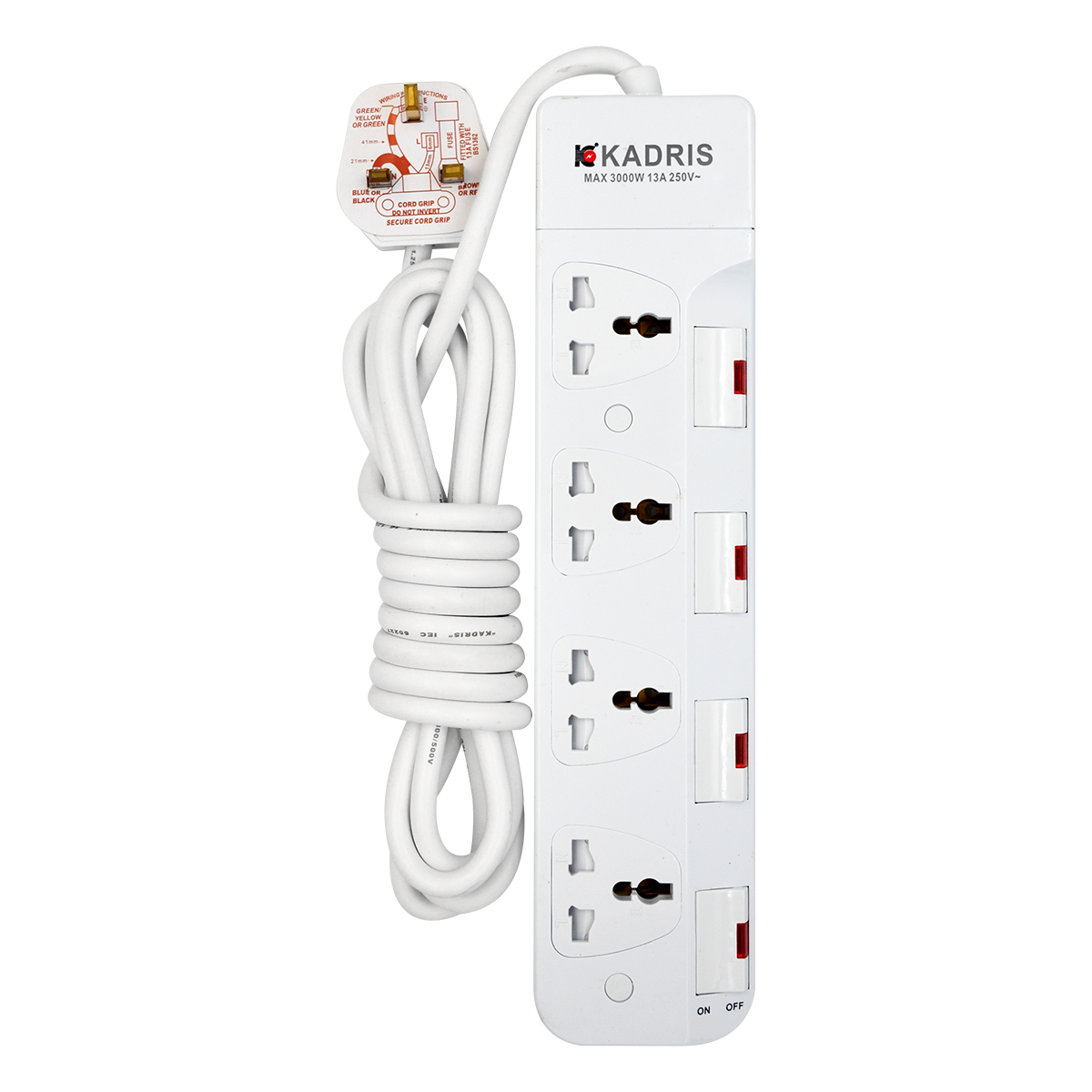 EX-1579 KADRIS 4 WAY EXTENSION SOCKET CG4004- 3 METER