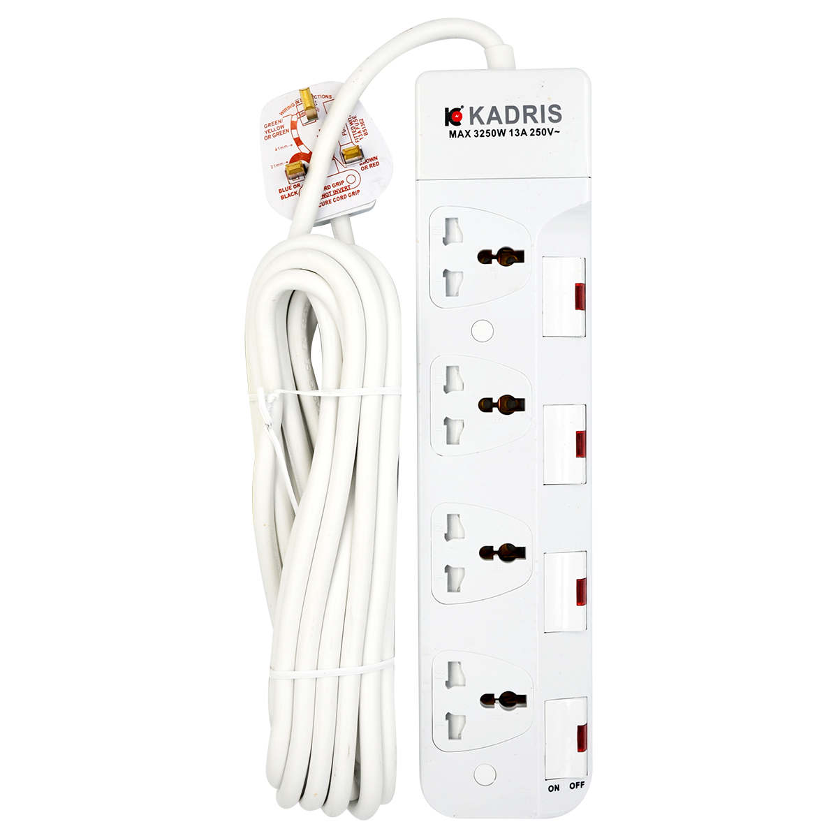 EX-1580 KADRIS 4 WAY EXTENSION SOCKET CG4004- 5 METERS