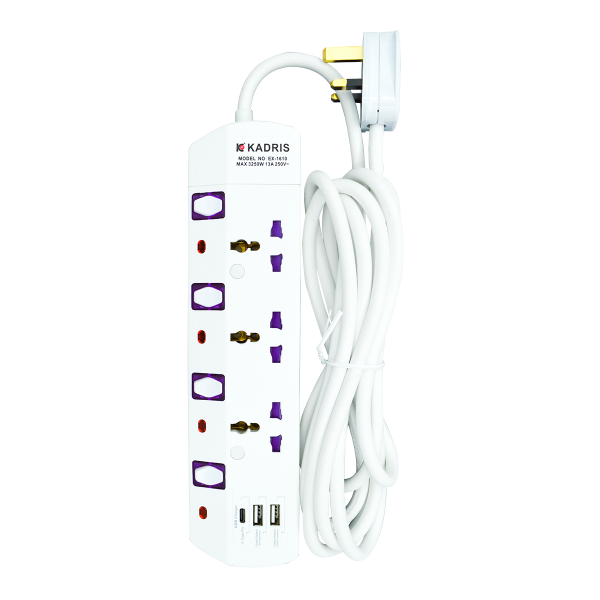 EX-1610 KADRIS 3 WAY EXTENSION SOCKET WITH USB S541- 3 METER