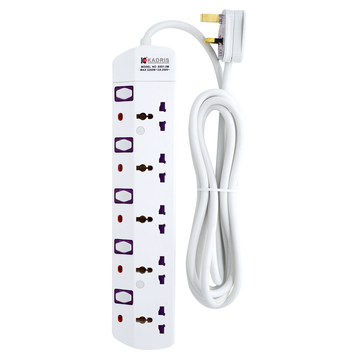 EX-1614 KADRIS 5 WAY EXTENSION SOCKET S551- 3 METER
