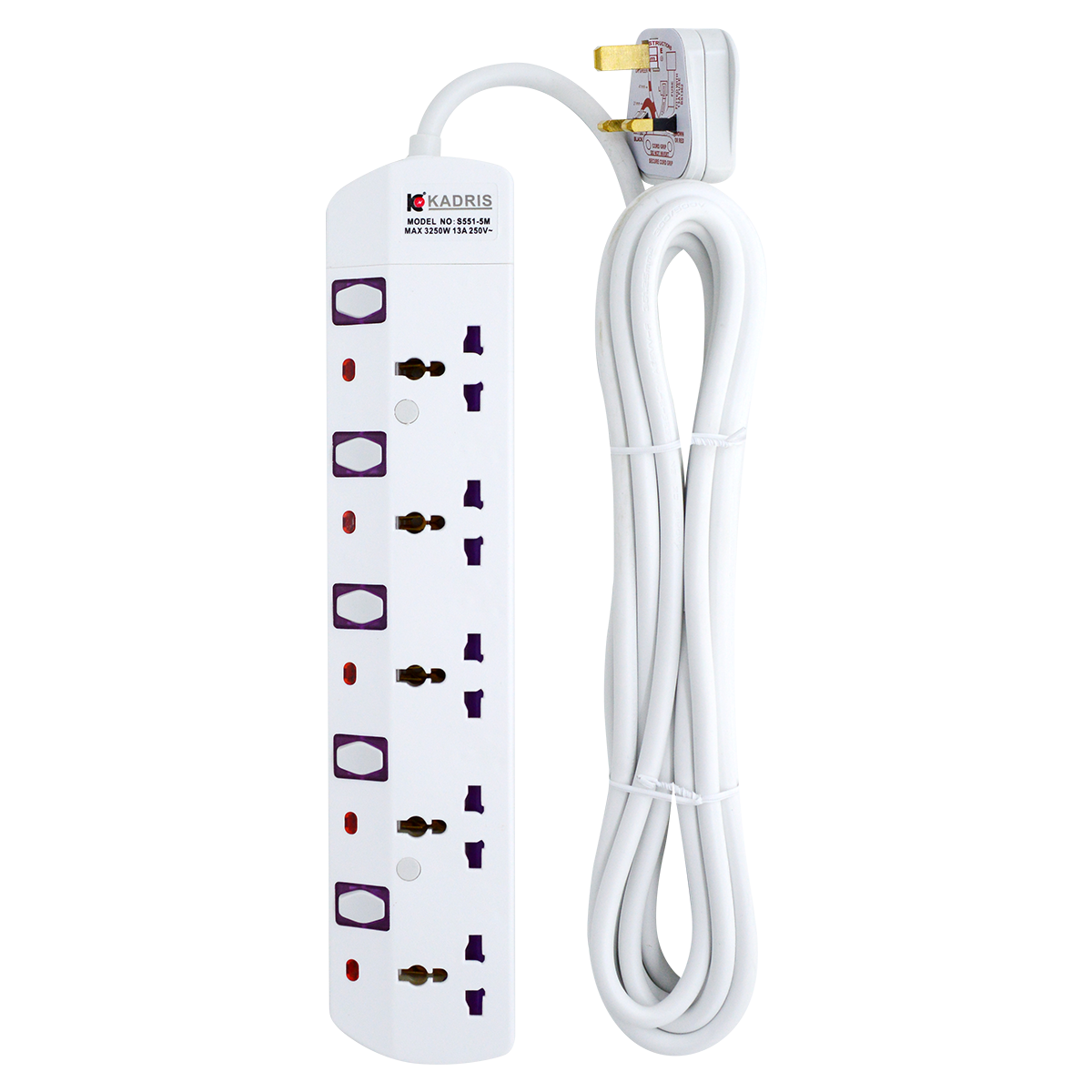 EX-1615 KADRIS 5 WAY EXTENSION SOCKET S551- 5 METER