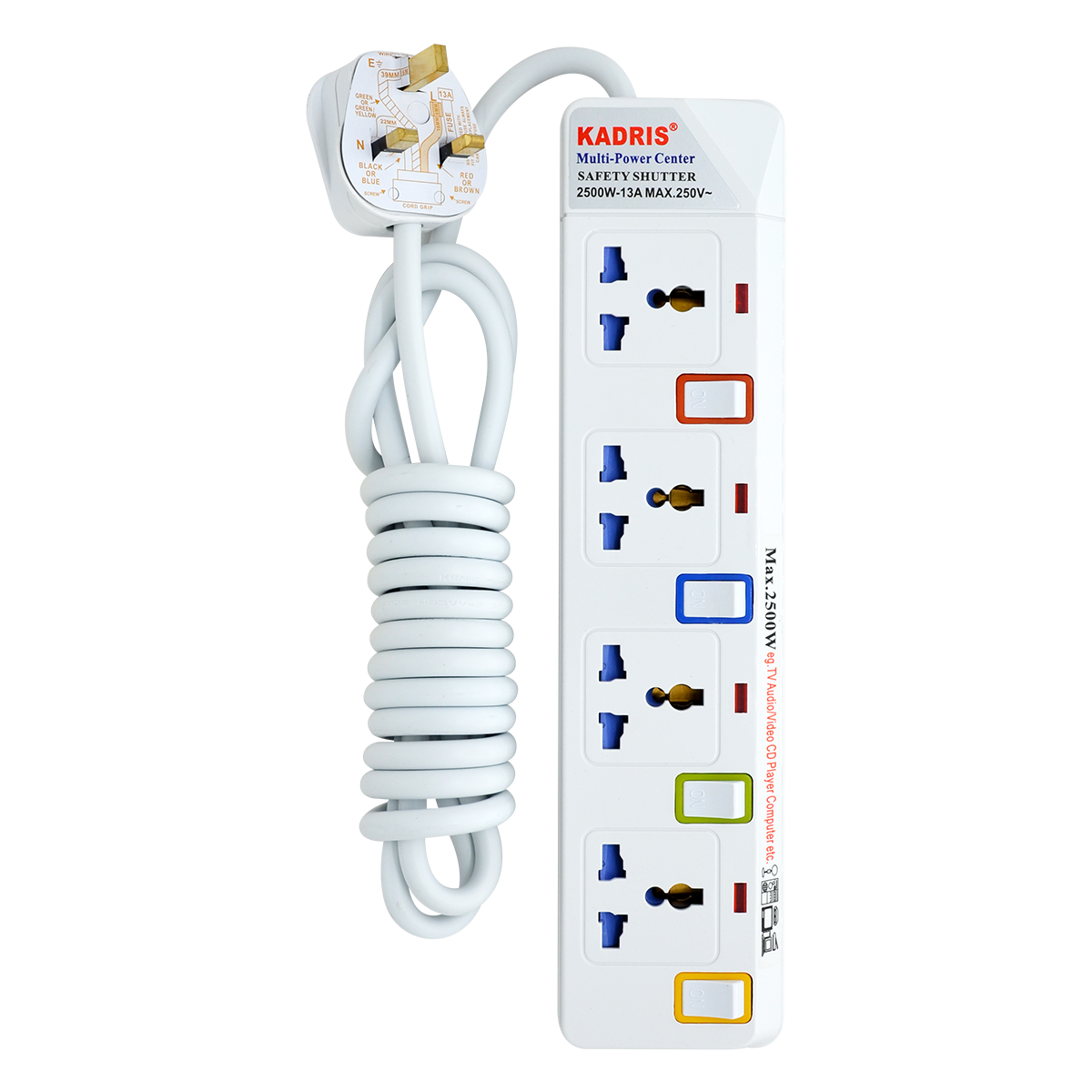 EX-1378 KADRIS 4 WAY EXTENSION SOCKET 3 METER-914