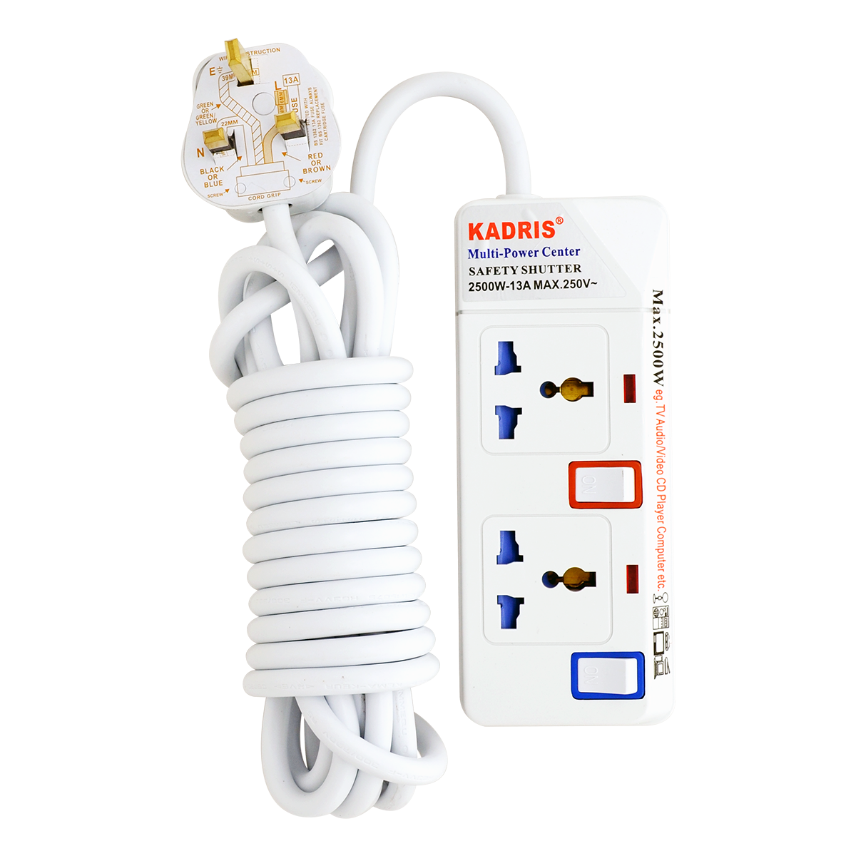 EX-1359 KADRIS 2 WAY EXTENSION SOCKET 5 METER-912