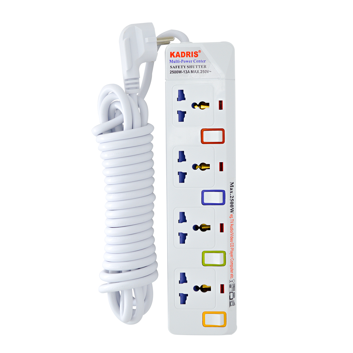 EX-1200 KADRIS 4 WAY EXTENSION SOCKET 5 METER-2 PIN-914