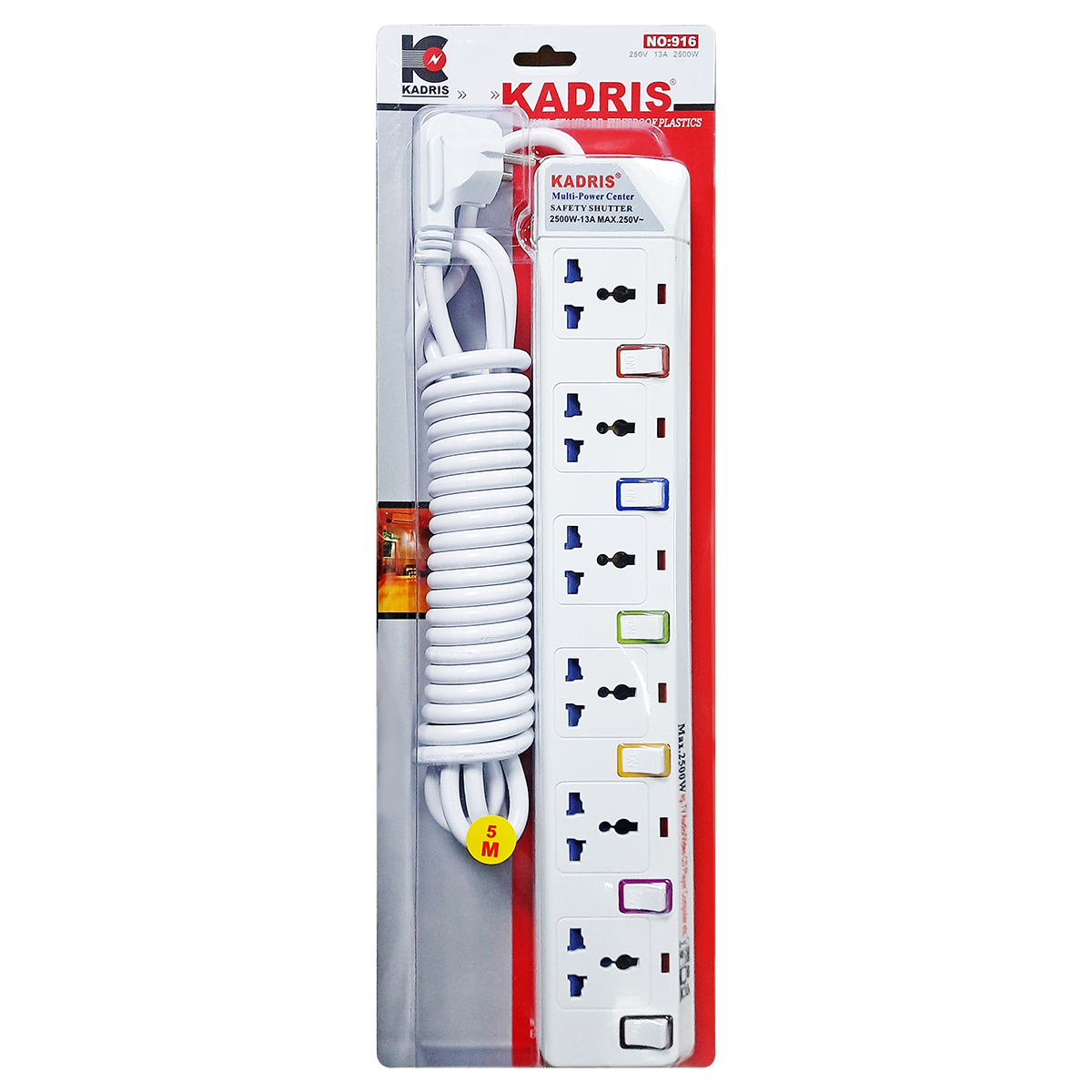 EX-1334 KADRIS 6 WAY EXT SOCKET 5 METER -916 2 PIN