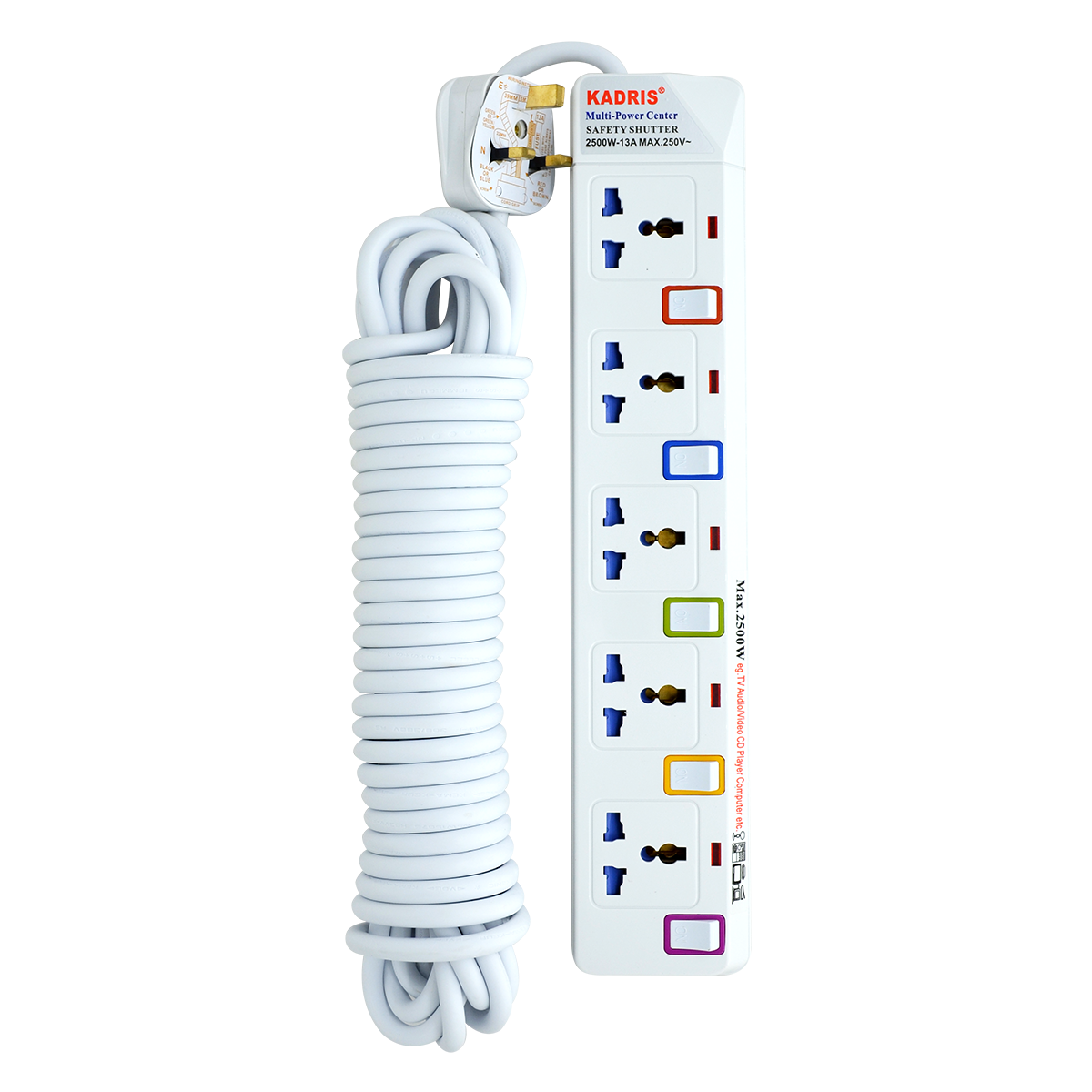 EX-1664 KADRIS 5 WAY EXTENSION SOCKET 915- 10 METER