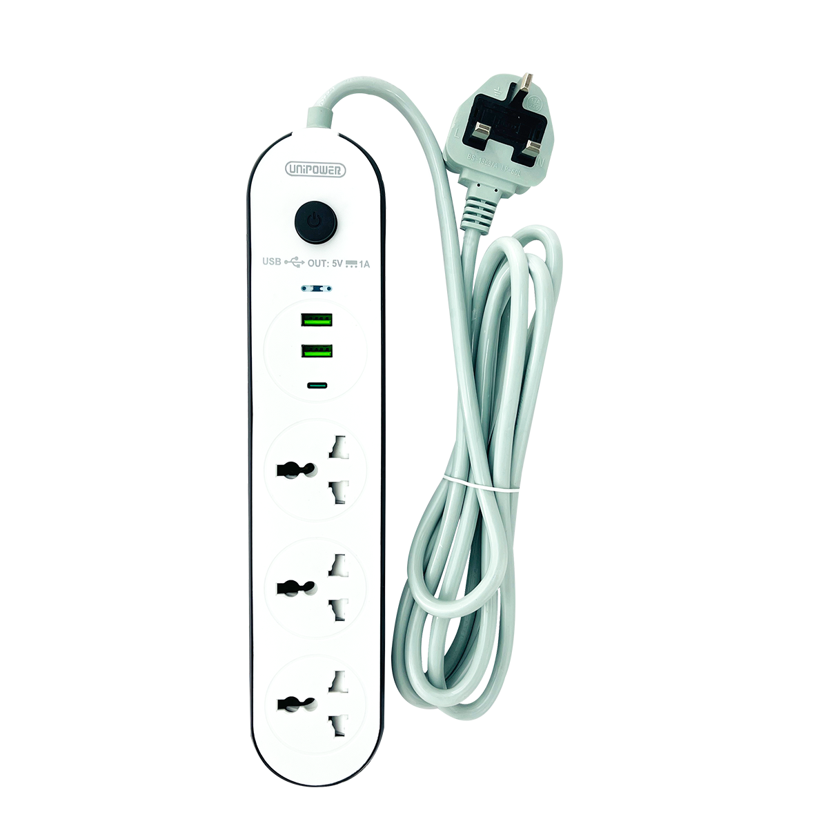 EX-2008 UNIPOWER EXTENSION SOCKET 3 WAY 3 METER 8903U USB