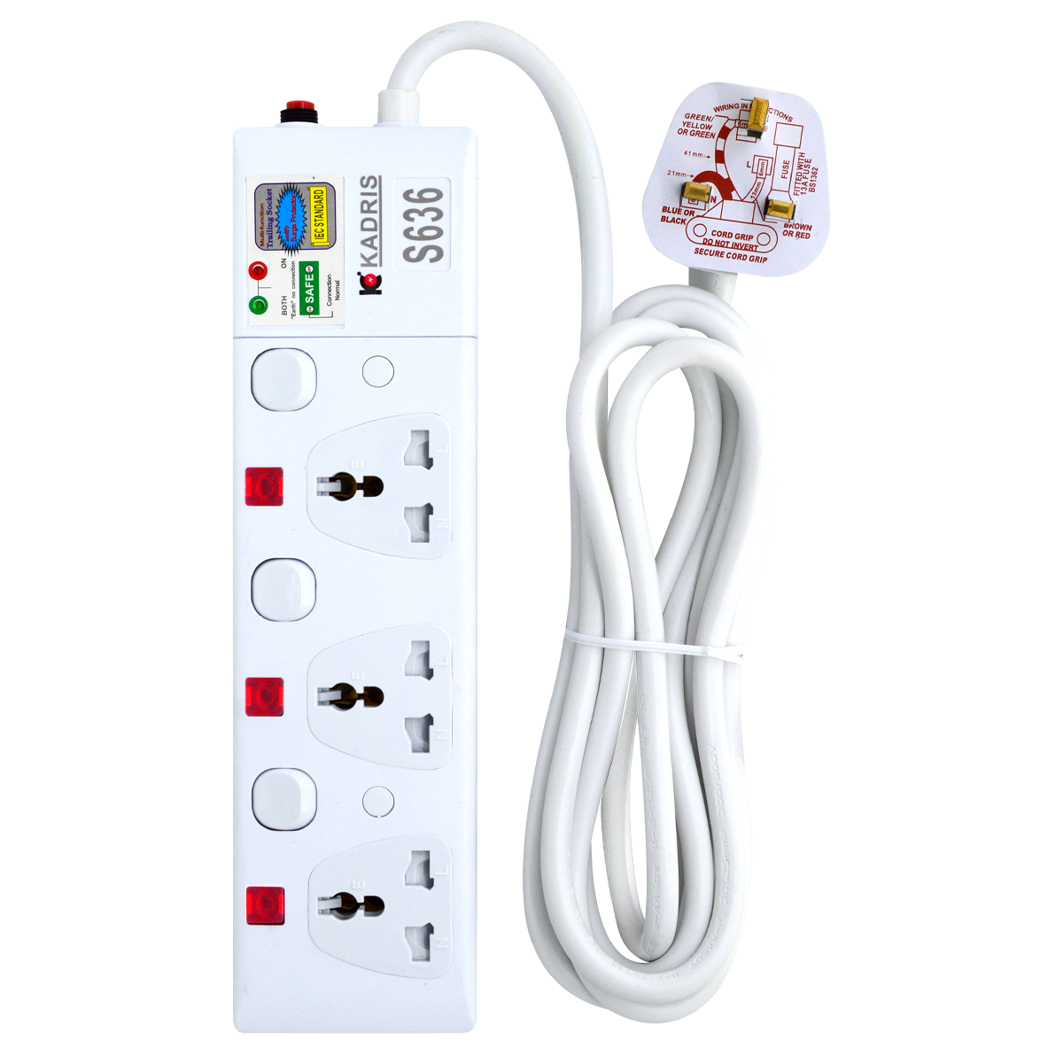 EX-1604 KADRIS 3 WAY EXTENSION SOCKET S636 -3 METER