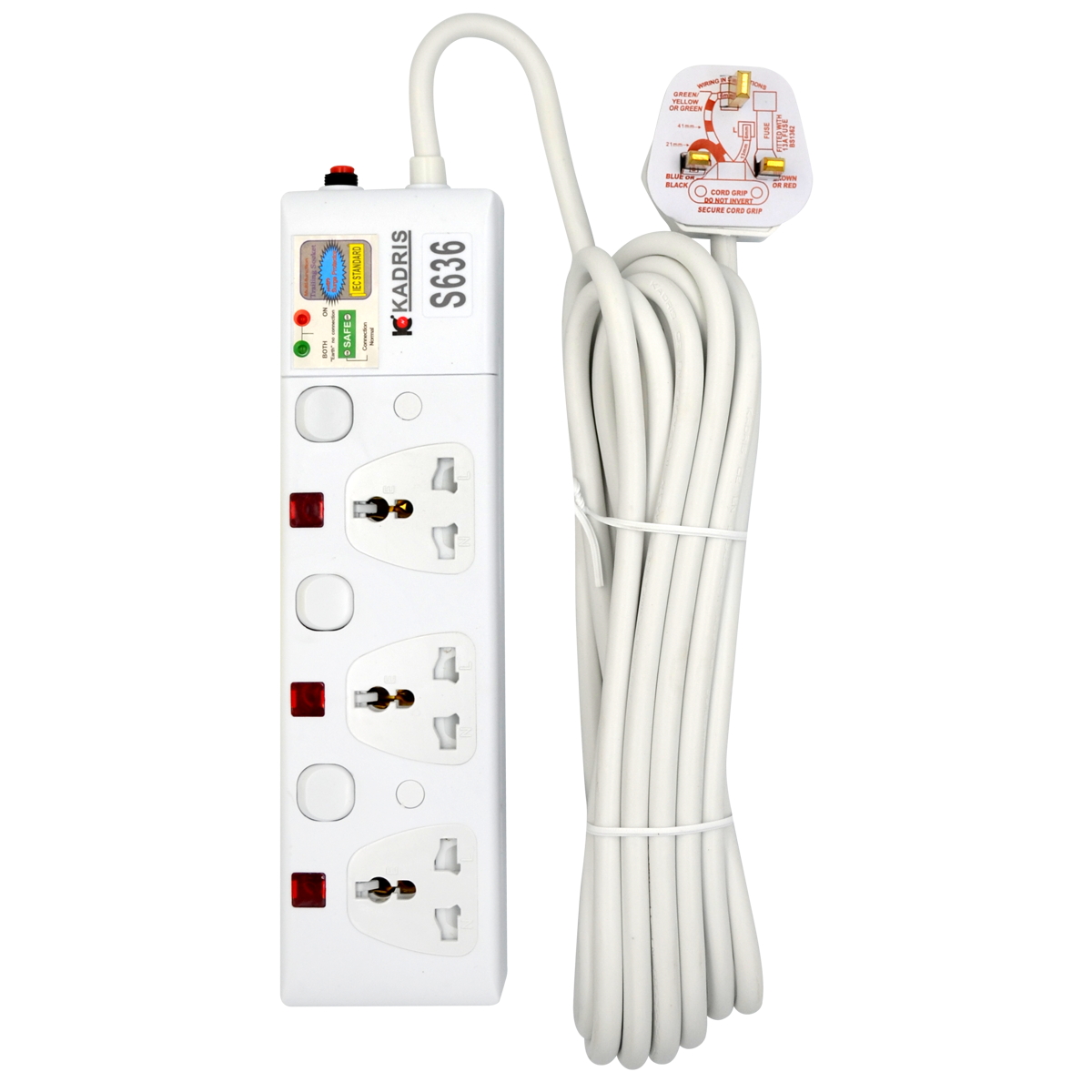 EX-1605 KADRIS 3 WAY EXTENSION SOCKET S636 -5 METER