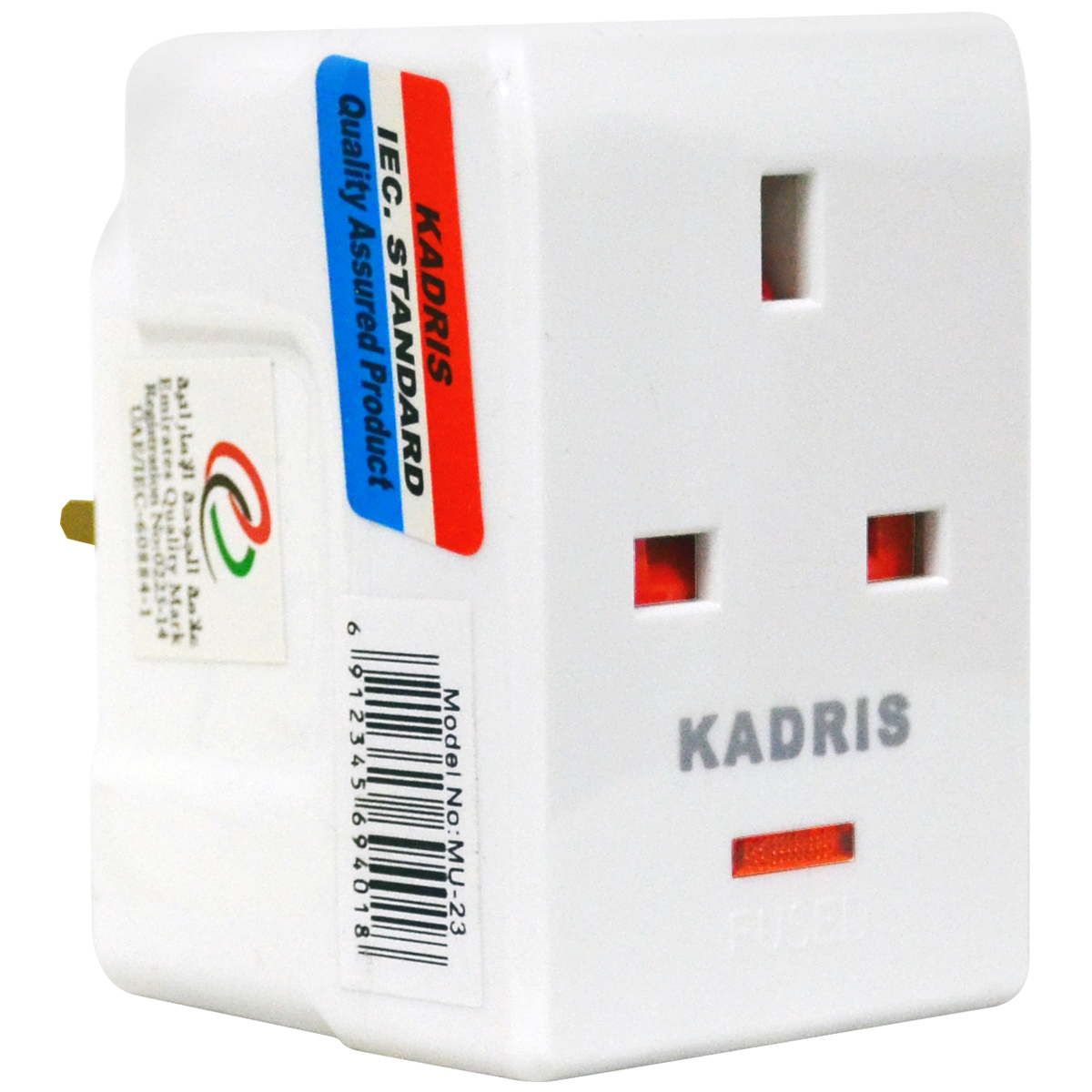MU-23	KADRIS 13 AMP UK TRAVEL ADAPTOR WITH LIGHT